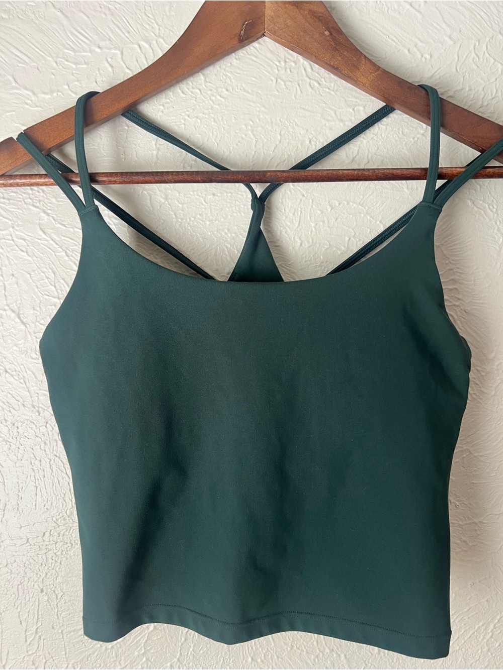 Fabletics Principal Built-In Bra Tank Everpine Green Strappy Athletic Top